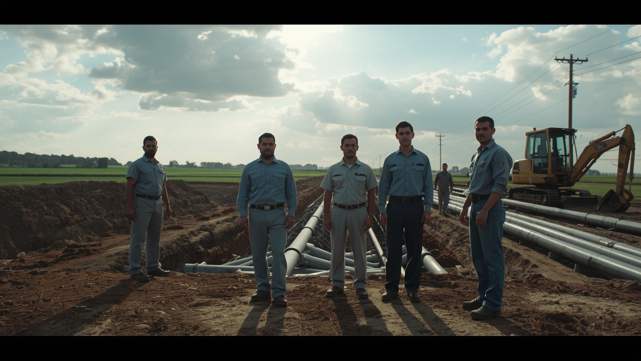 Workers at Fort Peck Reservation water project site